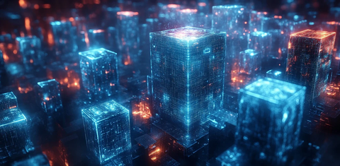 蓝色立方城市投影