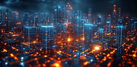 蓝色立方城市投影