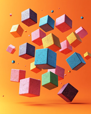 彩色立方体漂浮图