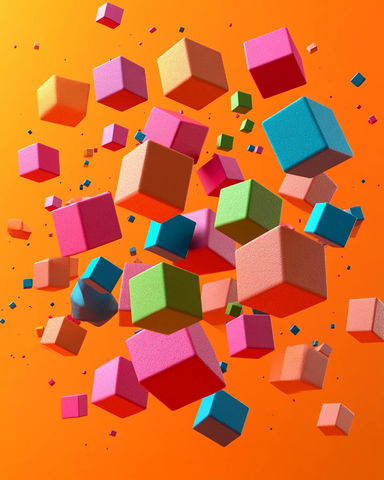 彩色立方体漂浮图
