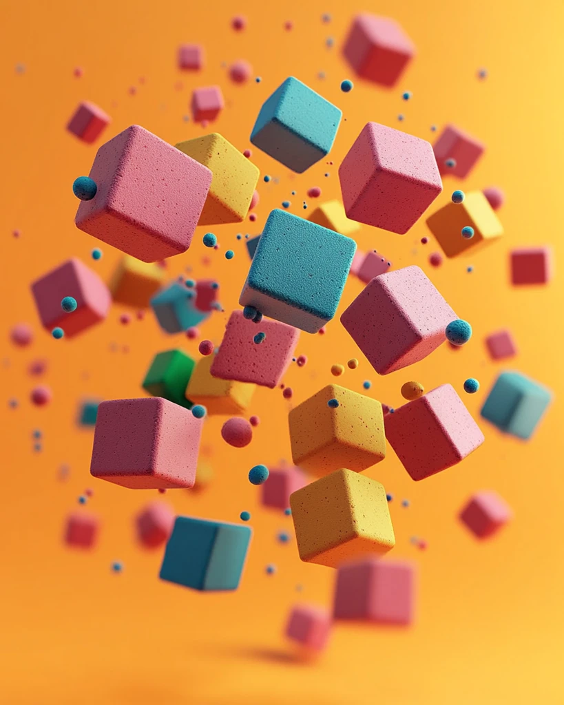 彩色立方体漂浮图