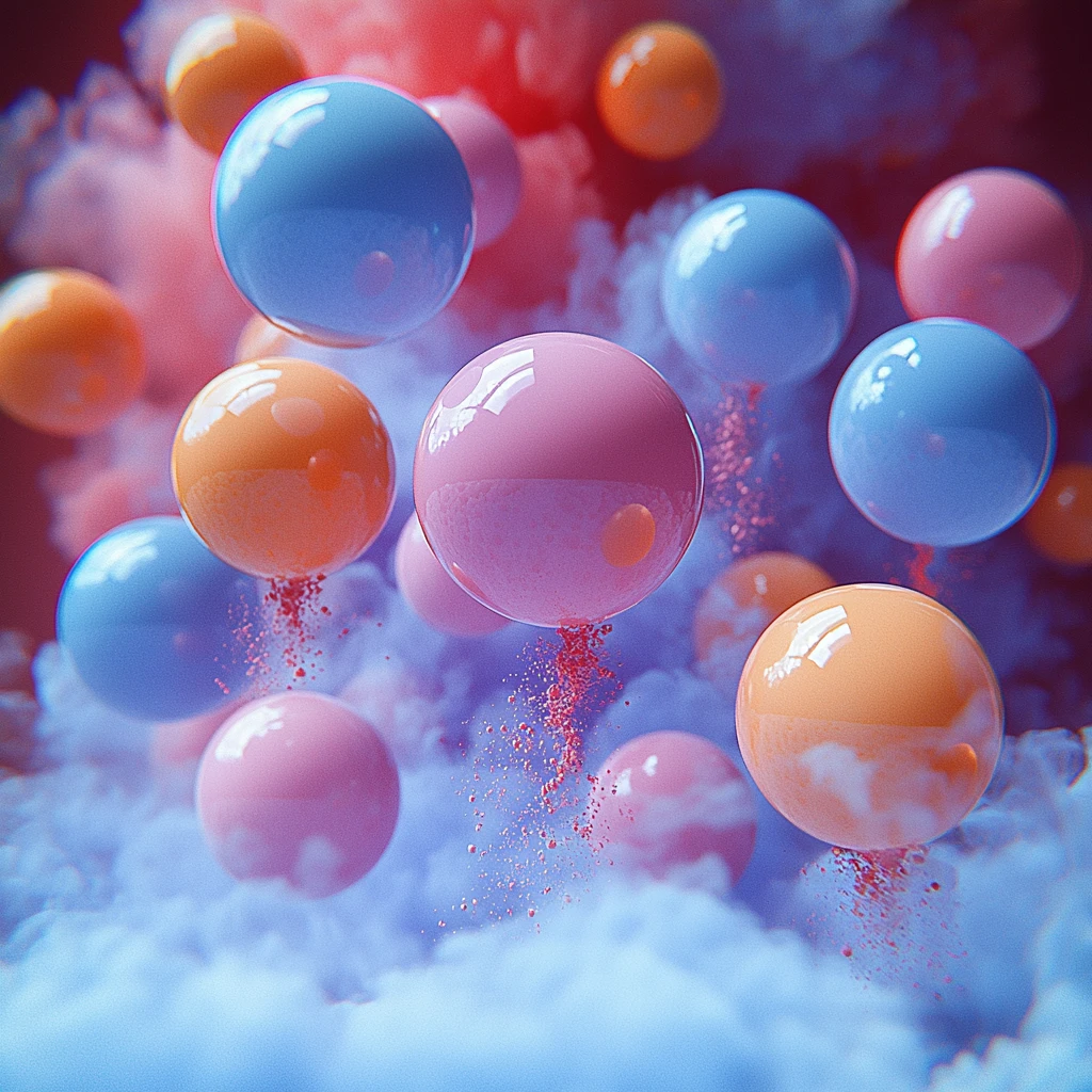 彩色球体坠落彩粉