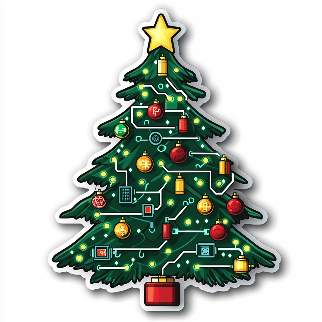科技圣诞装饰贴