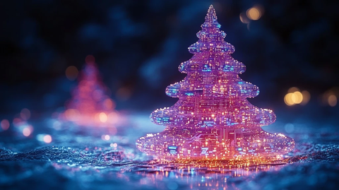 紫色芯片新年树