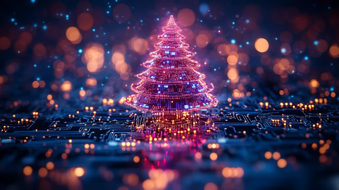 紫色芯片新年树