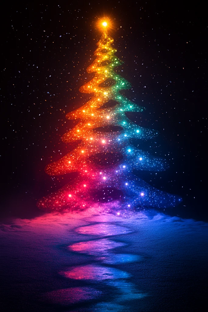 彩色灯球圣诞树