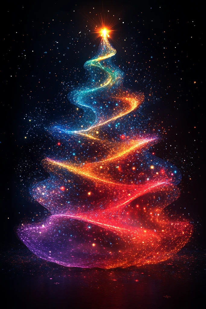 彩色灯球圣诞树