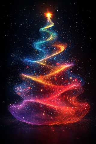 彩色灯球圣诞树