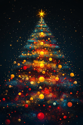 彩色灯球圣诞树