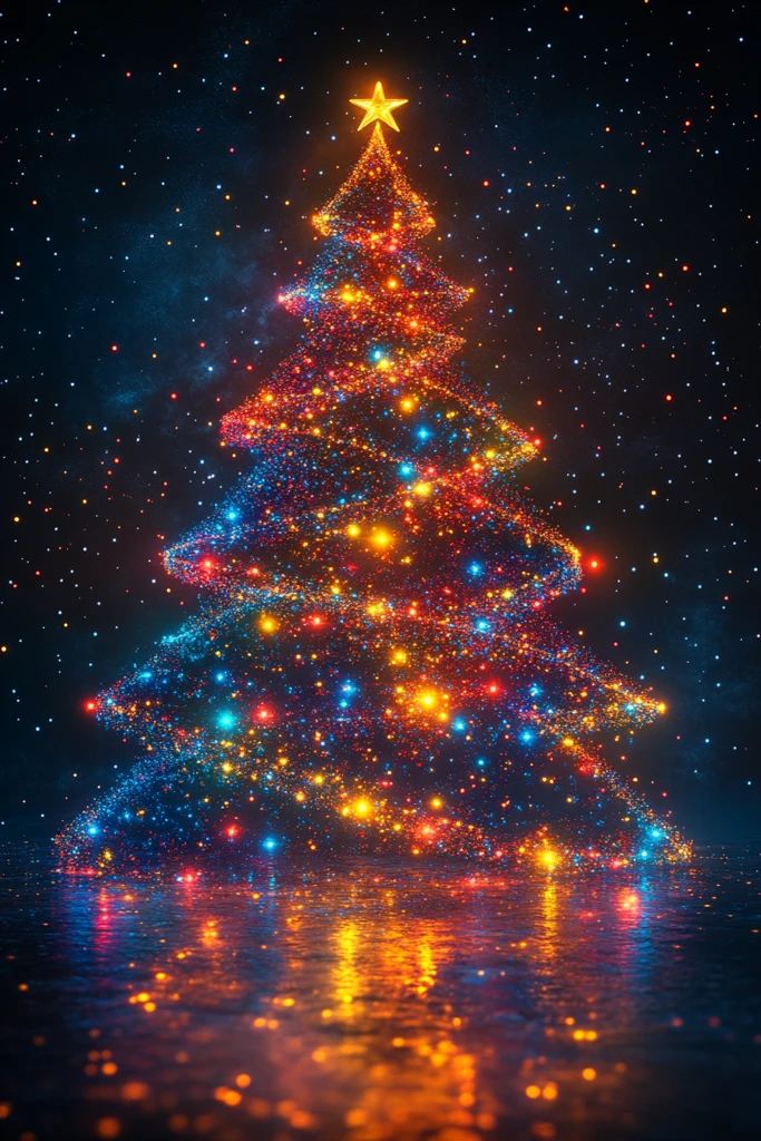 彩色灯球圣诞树