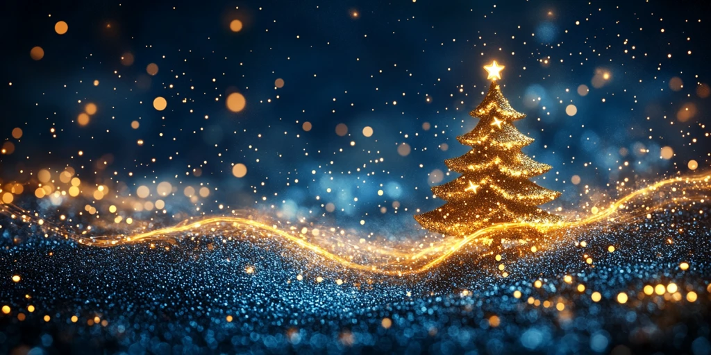 金色圣诞树星光夜
