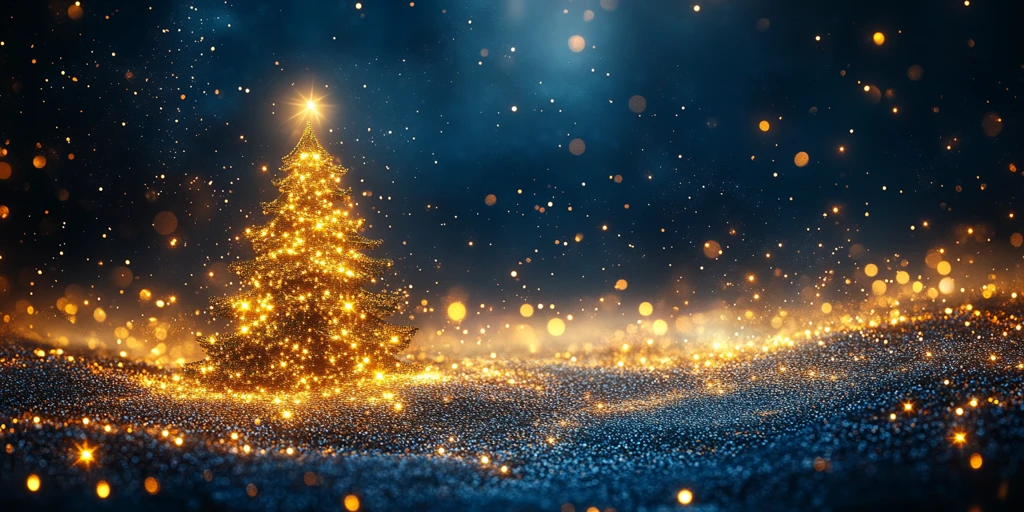 金色圣诞树星光夜