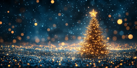 金色圣诞树星光夜