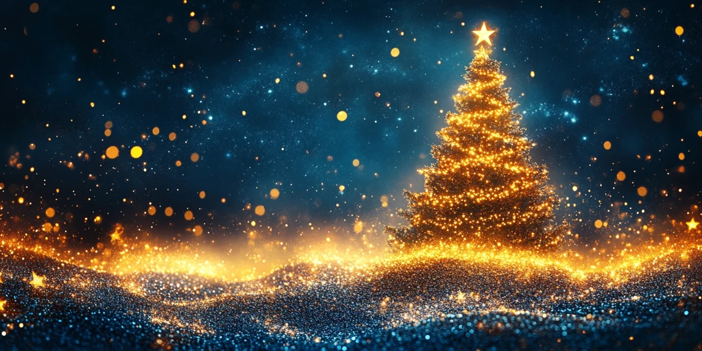金色圣诞树星光夜