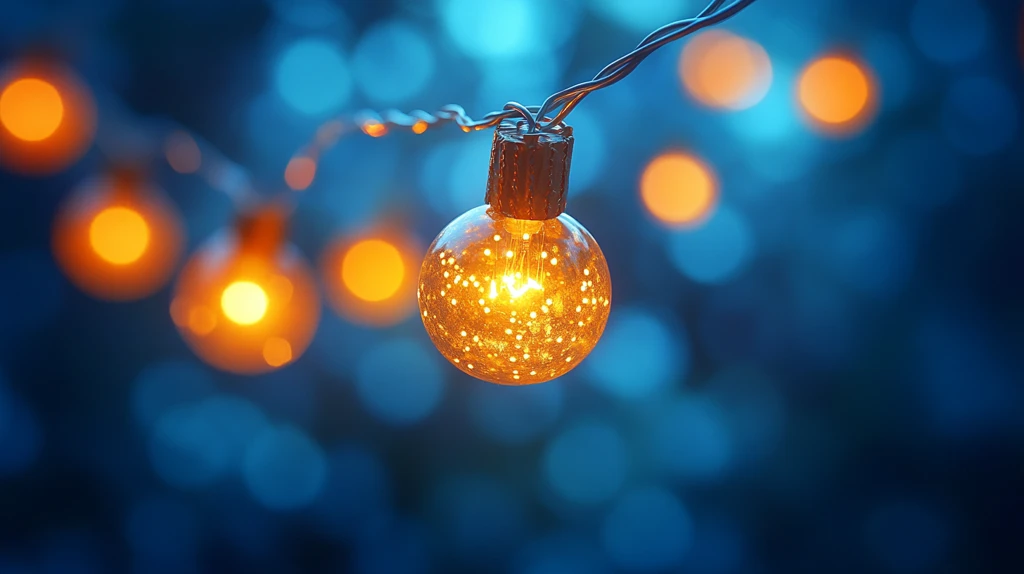 悬挂灯串深蓝背景