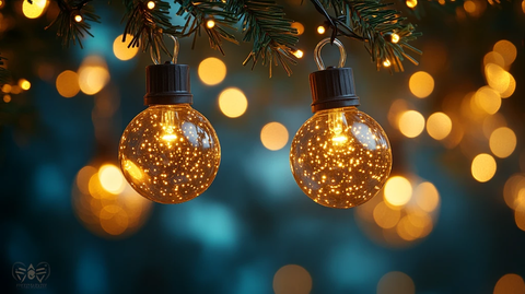 悬挂灯串深蓝背景