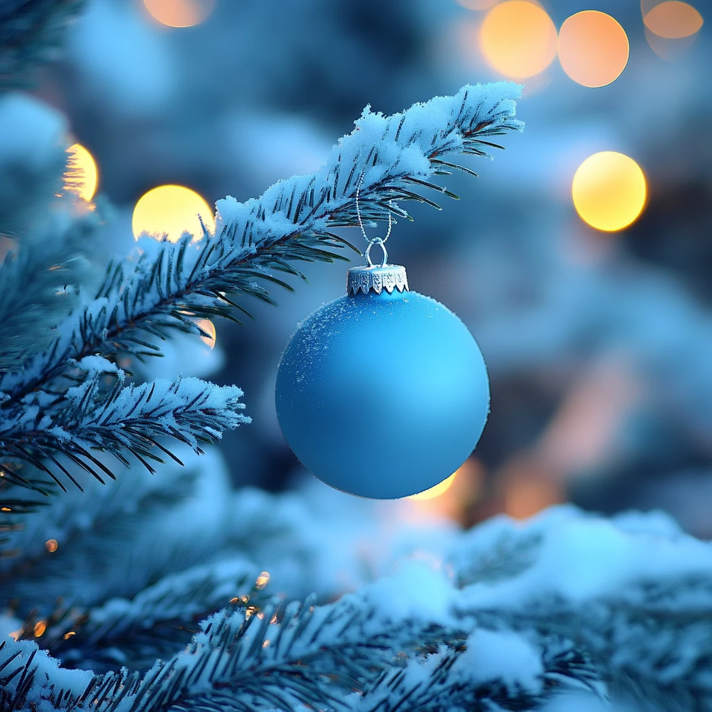 蓝球雪花树枝