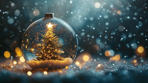 圣诞球圣诞树雪景