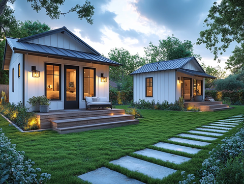 两层小屋草坪景观