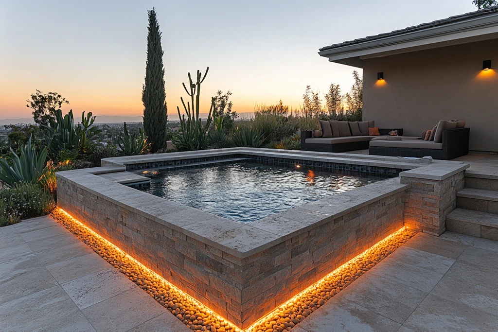 海滨泳池黄昏景色