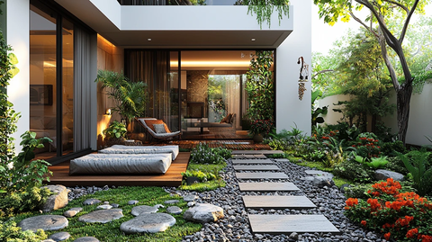 白色墙面木地板休息区