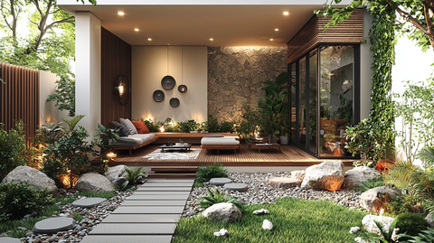 白色墙面木地板休息区