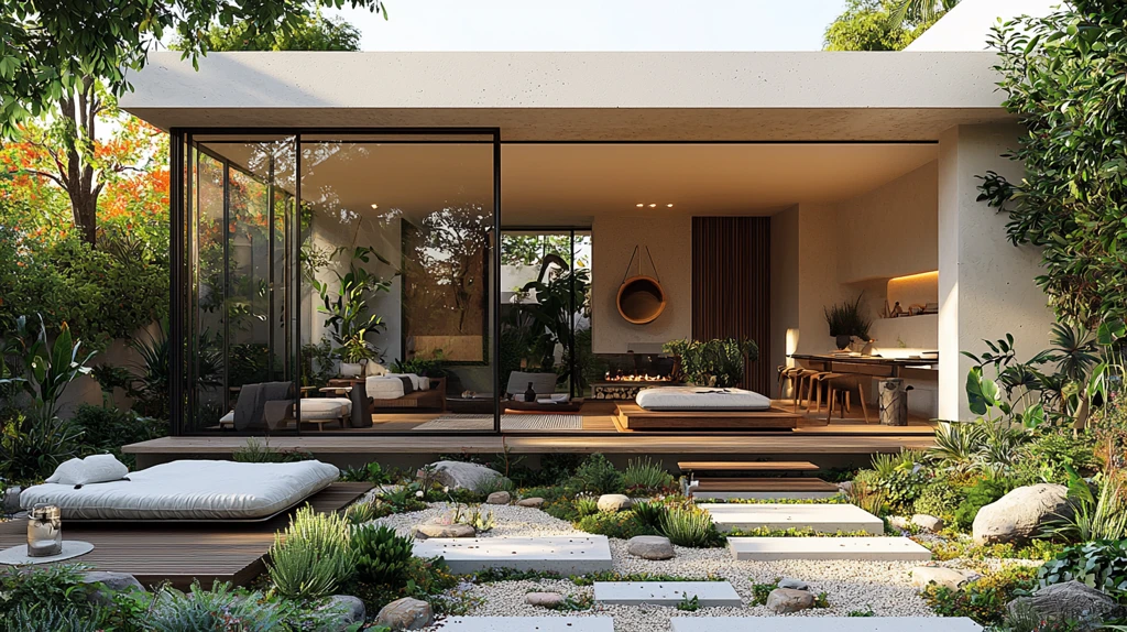 白色墙面木地板休息区