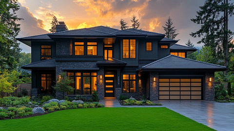 新家庭住宅傍晚景色