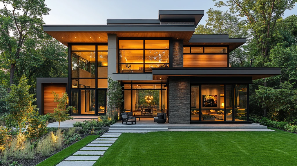 大窗绿草晚灯房