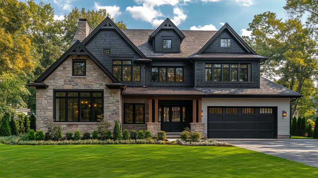 两层住宅修剪整齐的院子