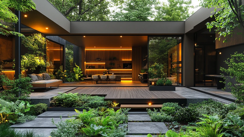 现代庭院混凝土绿植