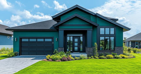 现代房子绿色墙壁