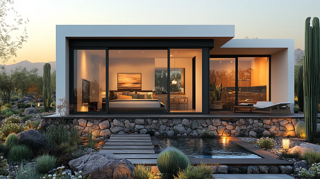 白色现代石屋景观