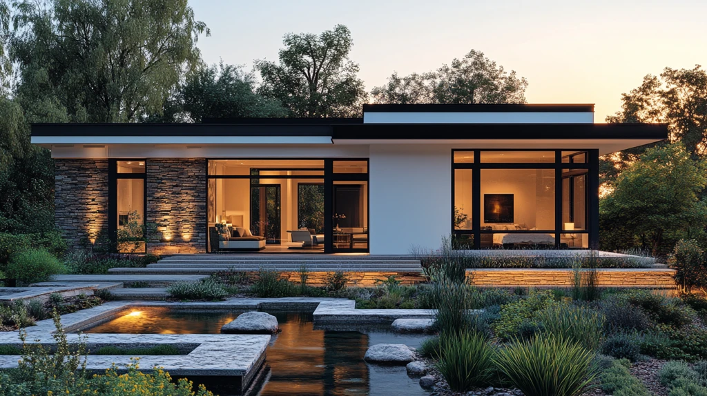 白色现代石屋景观