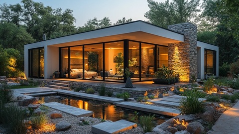 白色现代石屋景观