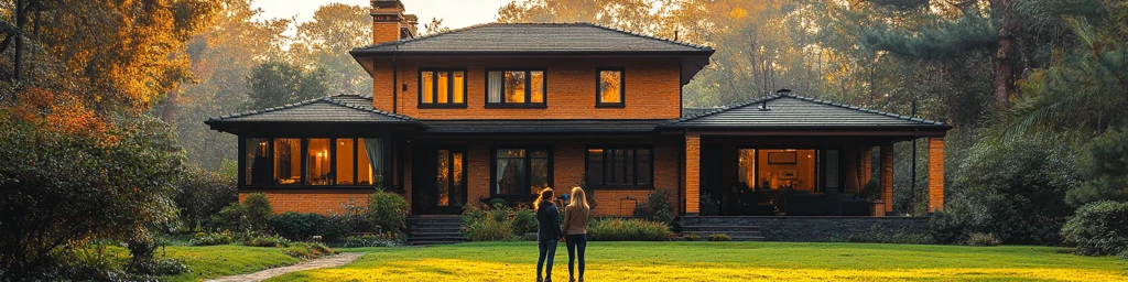 夫妻欣赏自家房屋