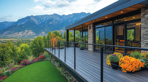 钢缆露台与山景