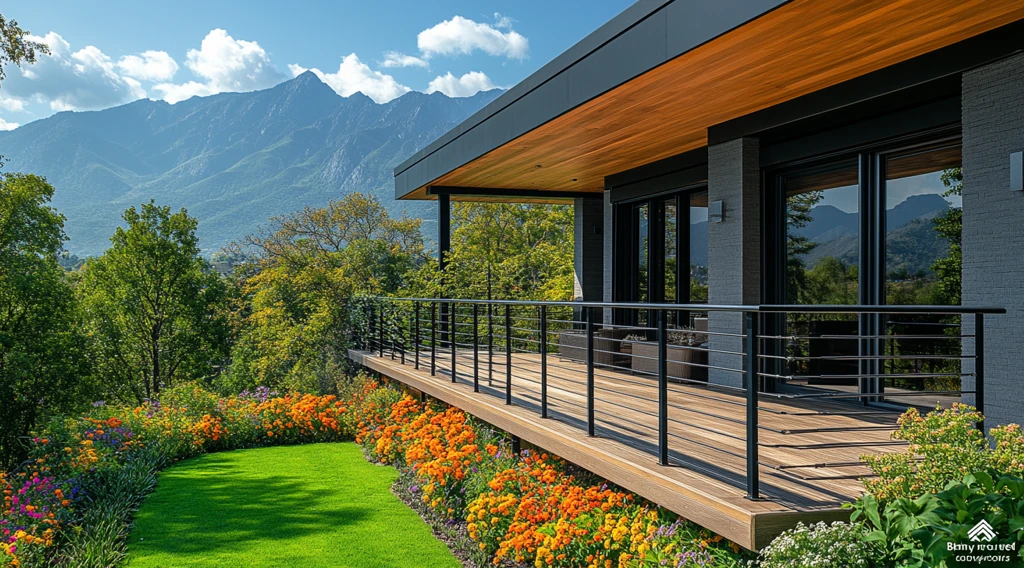 钢缆露台与山景