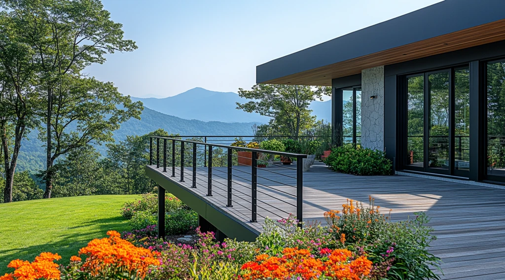 钢缆露台与山景