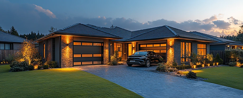 灯光车库与车道