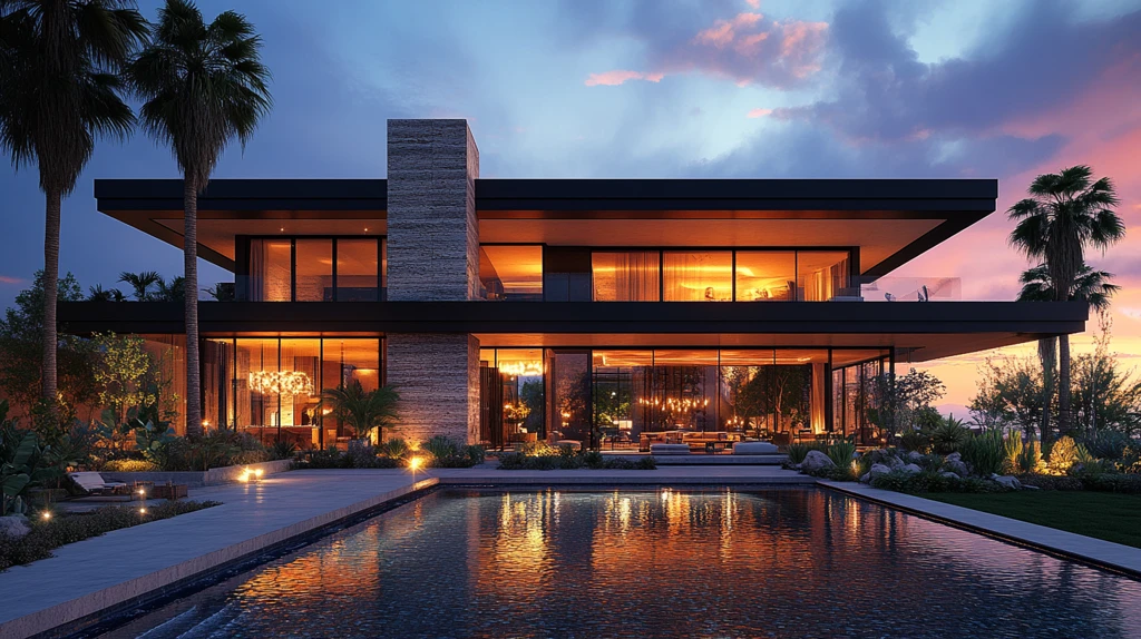 悬挑屋顶湖畔别墅