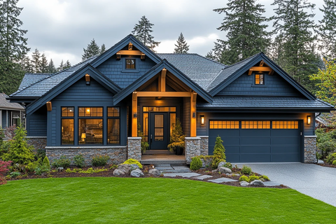 蓝灰外墙石材装饰房