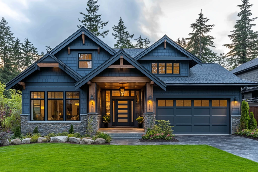 蓝灰外墙石材装饰房