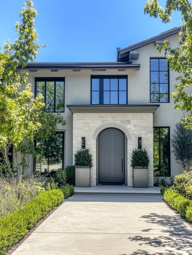 灰色大门石墙庭院