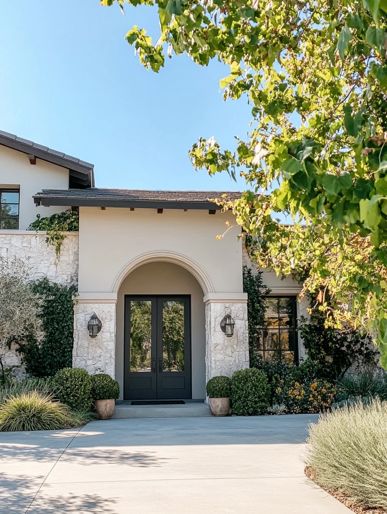 灰色大门石墙庭院