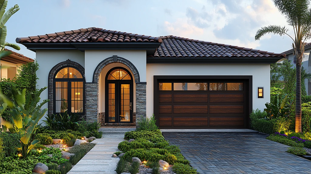 木纹车库门单层别墅