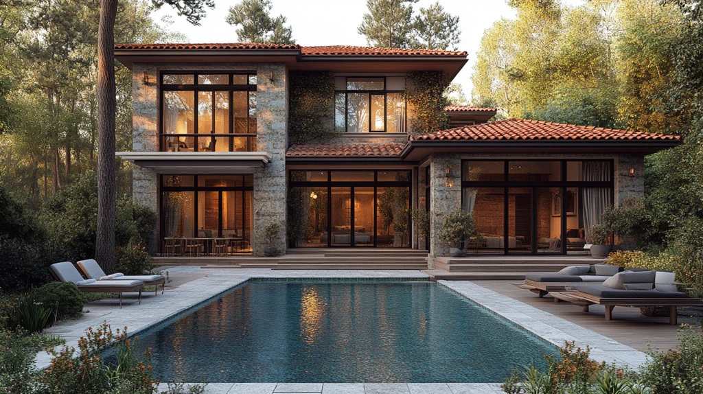 别墅泳池渲染图