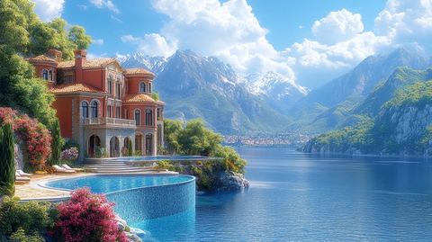 别墅泳池渲染图