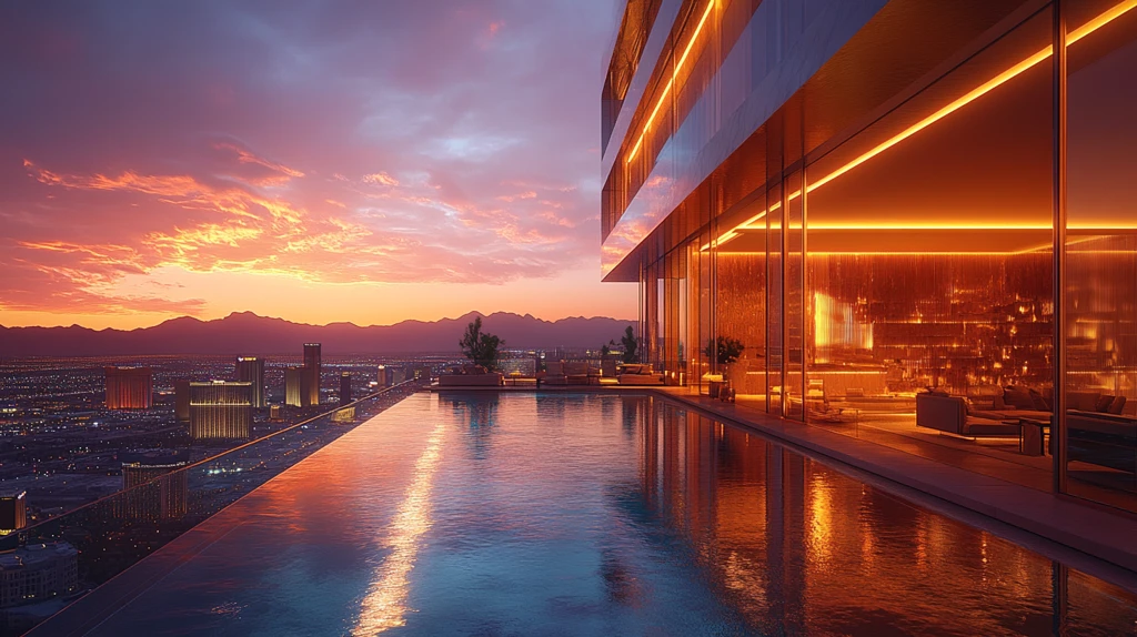 日落时分的现代豪宅