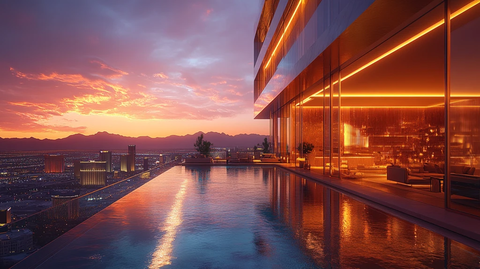日落时分的现代豪宅